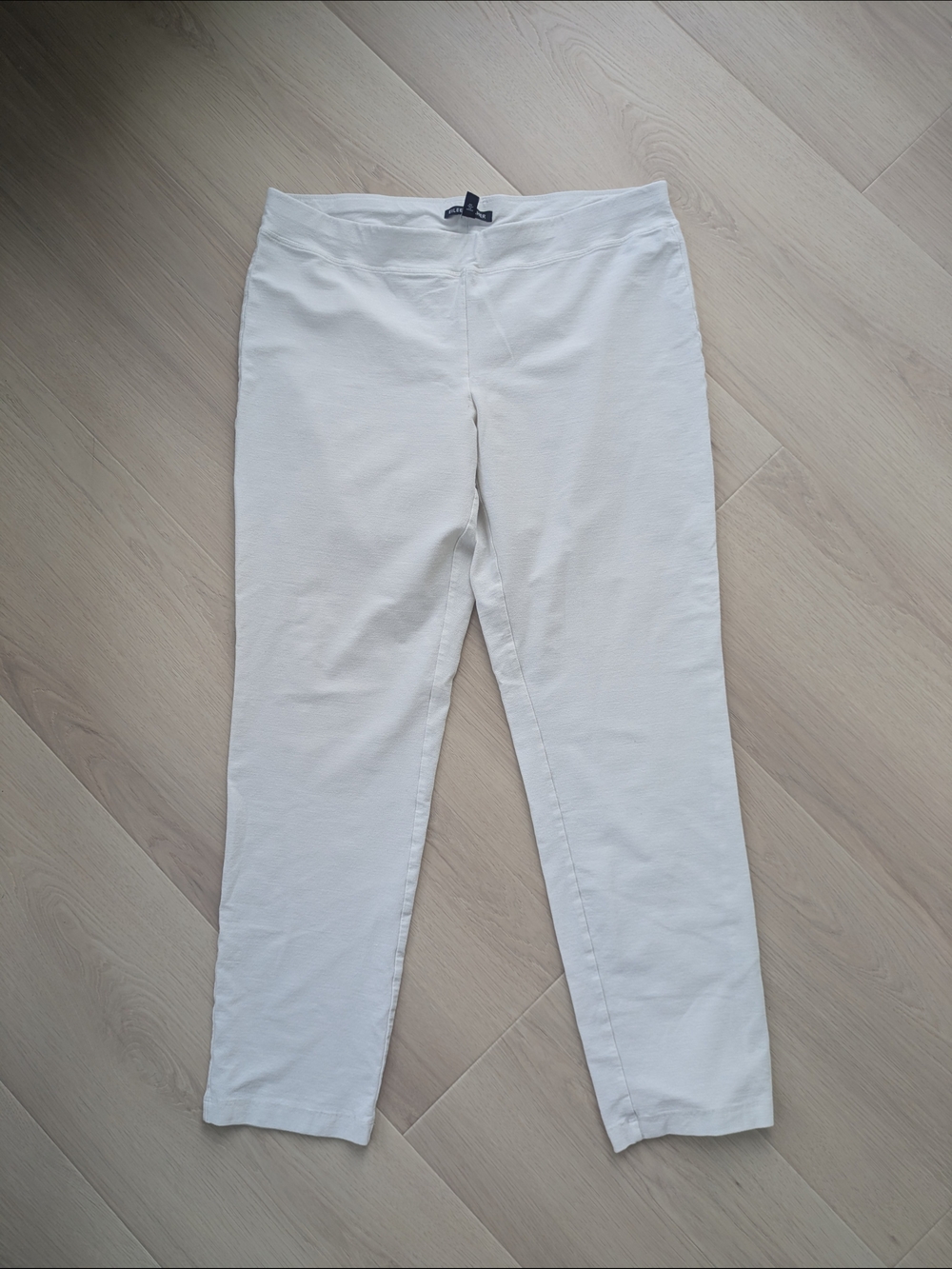 Eileen Fisher White Stretch Pull-On Pants